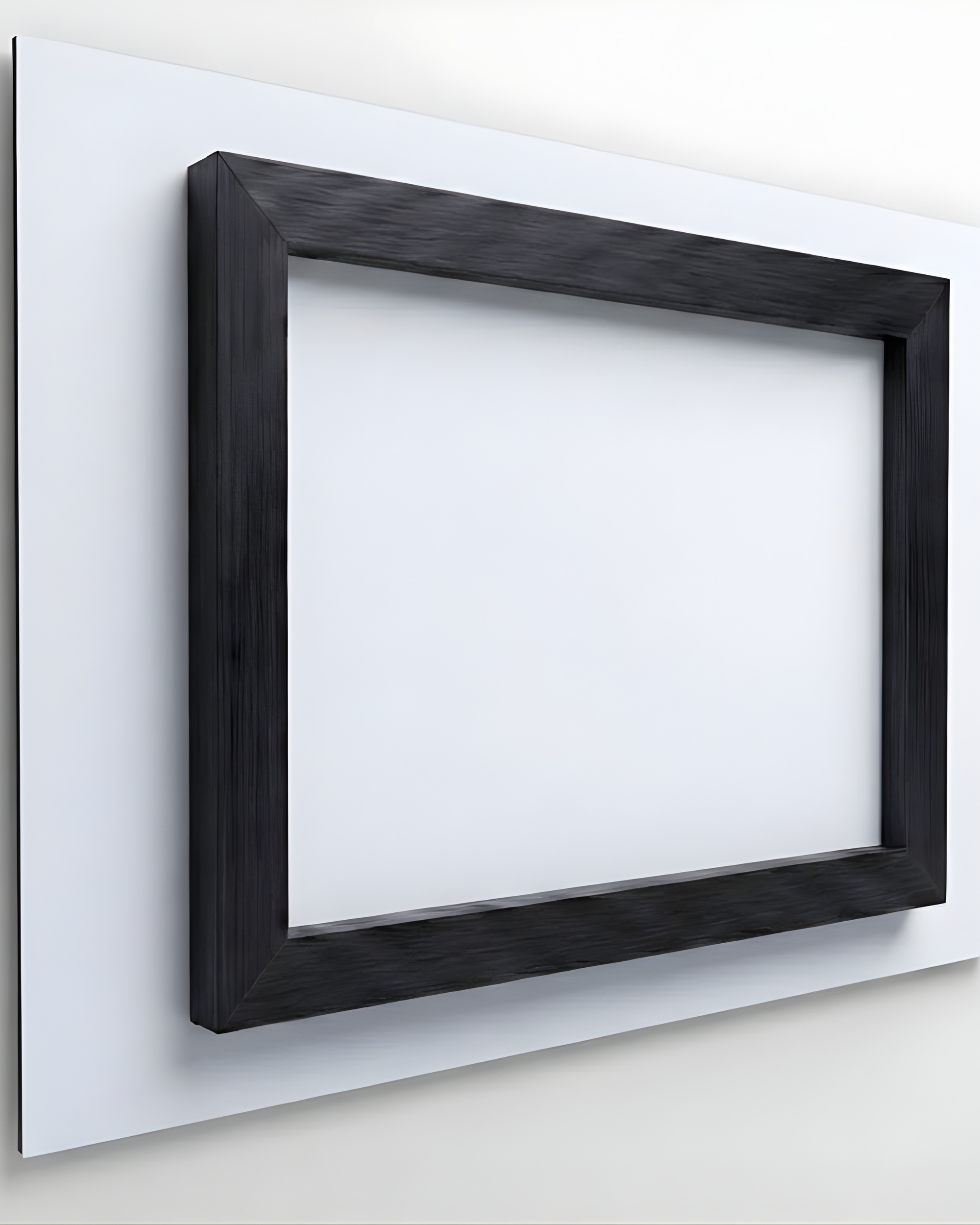 Floating back frame mounting system on white metal Dibond print for a clean, gallery-style wall presentation