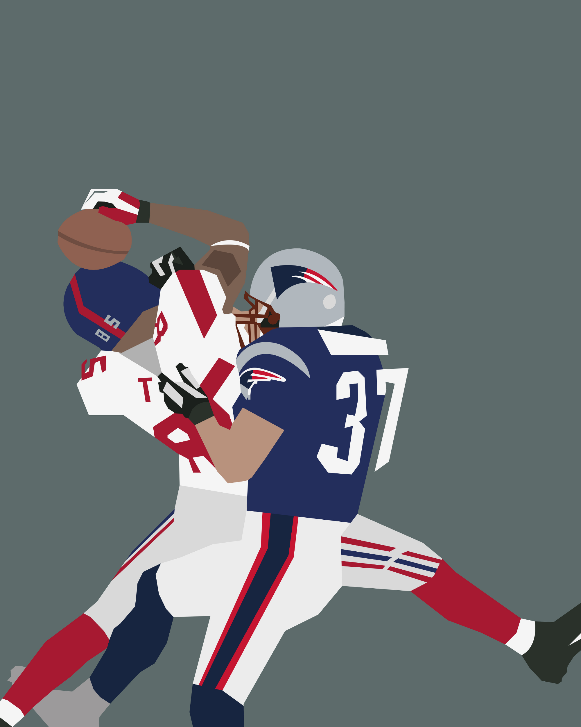 High-resolution minimalist vector line art of the David Tyree Helmet Catch, showcasing clean black lines on a matte white metal background for a modern gallery look.